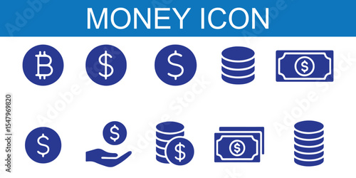 money icon set. containing cash, saving, wallet, transfer, withdraw icons. finance symbol for app, ui, website and design element. transparent png and vector illustration.