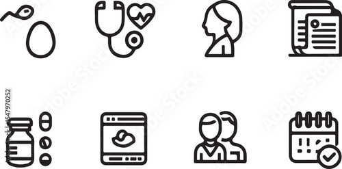 Pregnancy Wellness and Healthcare Icons Set Medical Assistance Planning	