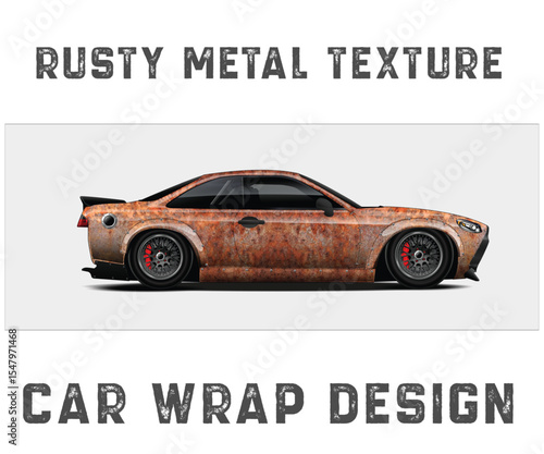 Rusty Metal Texture Car Wrap Design Sporty car