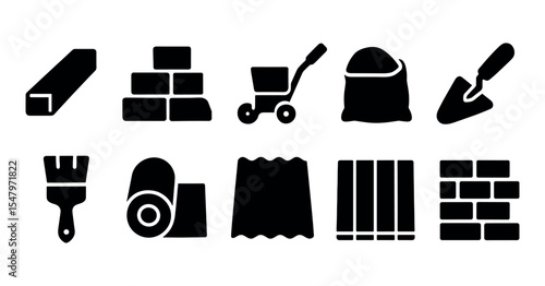 Home appliance silhouette icon set. kitchen, cleaning tools, cooking icons silhouette style