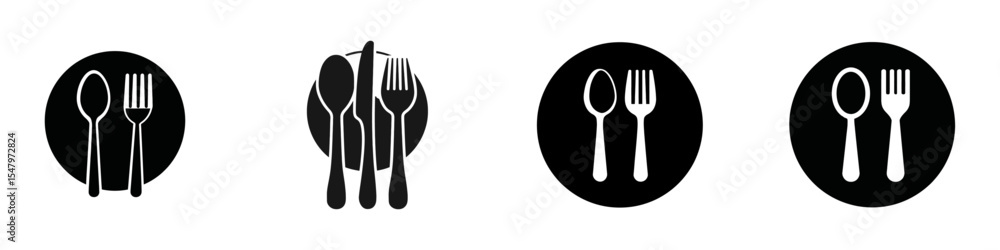 Fototapeta premium Set of Minimalistic Icons Featuring Utensils for Dining and Food