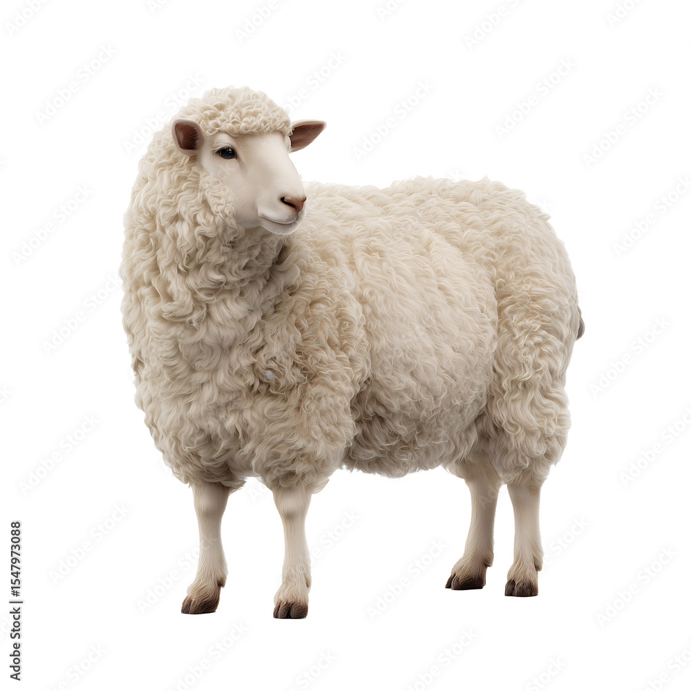 Sheep Full Body on PNG, Fluffy Beige Sheep Standing Sheep Full Body on PNG, Fluffy Beige Sheep Standing