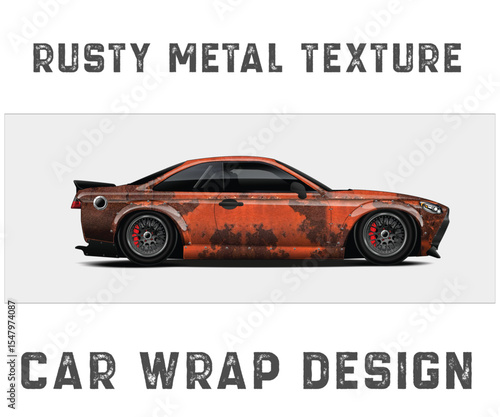 Rusty Metal Texture Car Wrap Design Sporty car