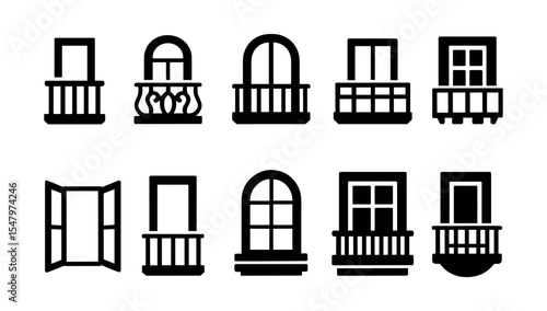 Data, download, alert solid icon set. essential elements for tech interface