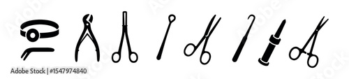 Technology and repair silhouette icon set. computer, ssd, backup tools collection