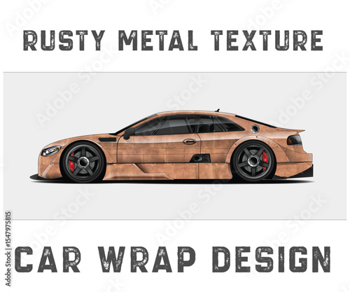 Rusty Metal Texture Car Wrap Design sports car