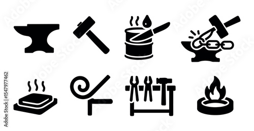 Fashion accessories solid icon set. shoes, jewelry, and bags in bold design