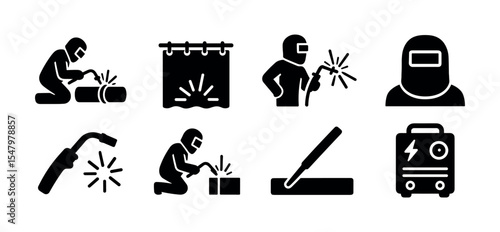 Street food solid icon set. vendor, snacks, market, cart icons in solid style