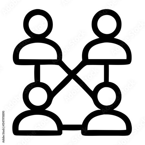 Simple Line Art Connected People Social Network Organization Icon