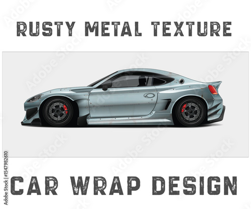 Rusty Metal Texture Car Wrap Design Sporty car