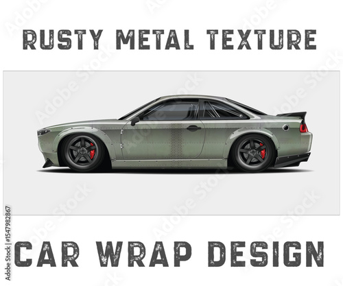 Rusty Metal Texture Car Wrap Design side view