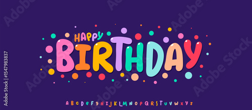 Birthday bubble alphabet, playful cartoon letters, funky colorful font for festive kids logo, school party headline, bright carnival typography, cheerful typographic design. Vector typeset.