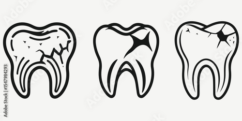 broken tooth sketch illustration vector