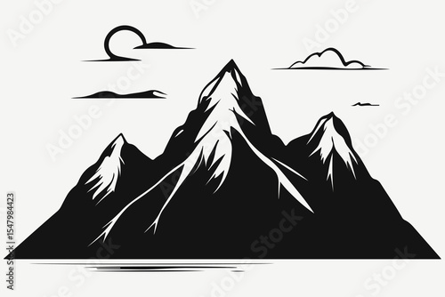 mountains landscape and sky sketch illustration vector