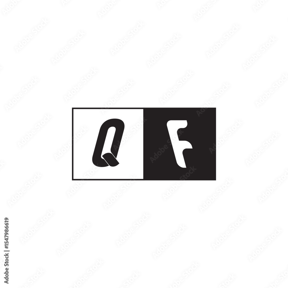 Obraz premium Monogram Logo Design Unique Simple Bold QF Initial Alphabet Vector Alphabet