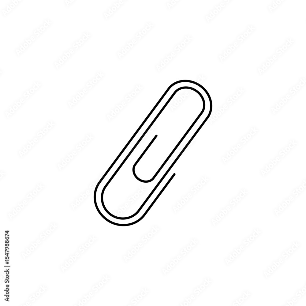 Simple linear image of a paper clip. Perfect for icons, interfaces, presentations, office documentation. Simple linear image of a paper clip. Perfect for icons, interfaces, presentations, office documentation.