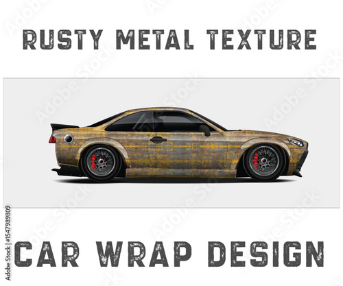 Rusty Metal Texture Car Wrap Design sports car