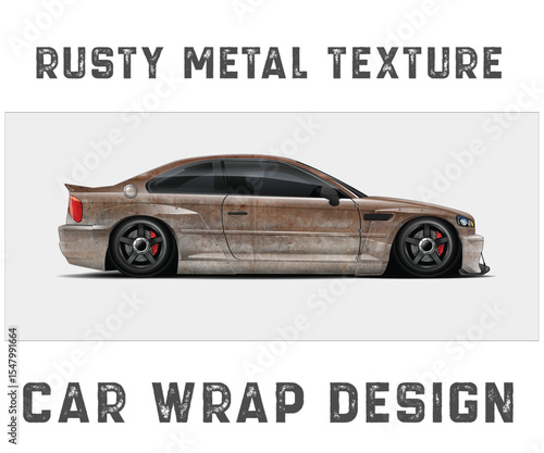 Rusty Metal Texture Car Wrap Design sports car