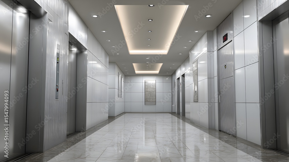 Obraz premium Smart elevator system saving energy in office tower