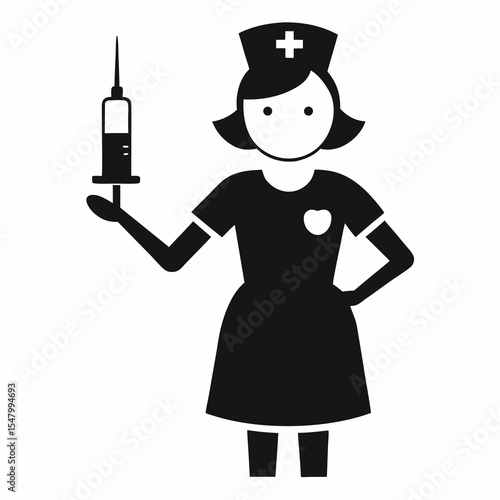 black nurse holding syringe clip art preview