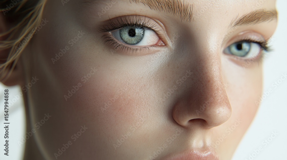 Obraz premium Close-up of a woman's face, delicate features
