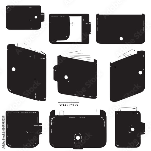 Wallet Silhouette Icons Set