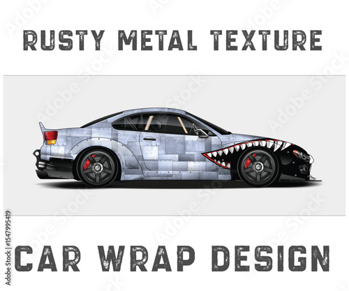 Rusty Metal Texture Car Wrap Design Sport car