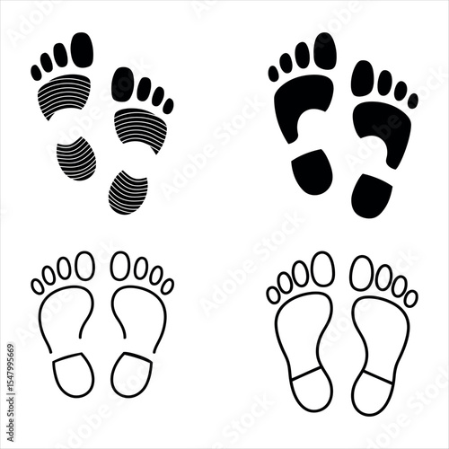 A Footprint vector set of baby, kid, man, woman. Bare feet walking