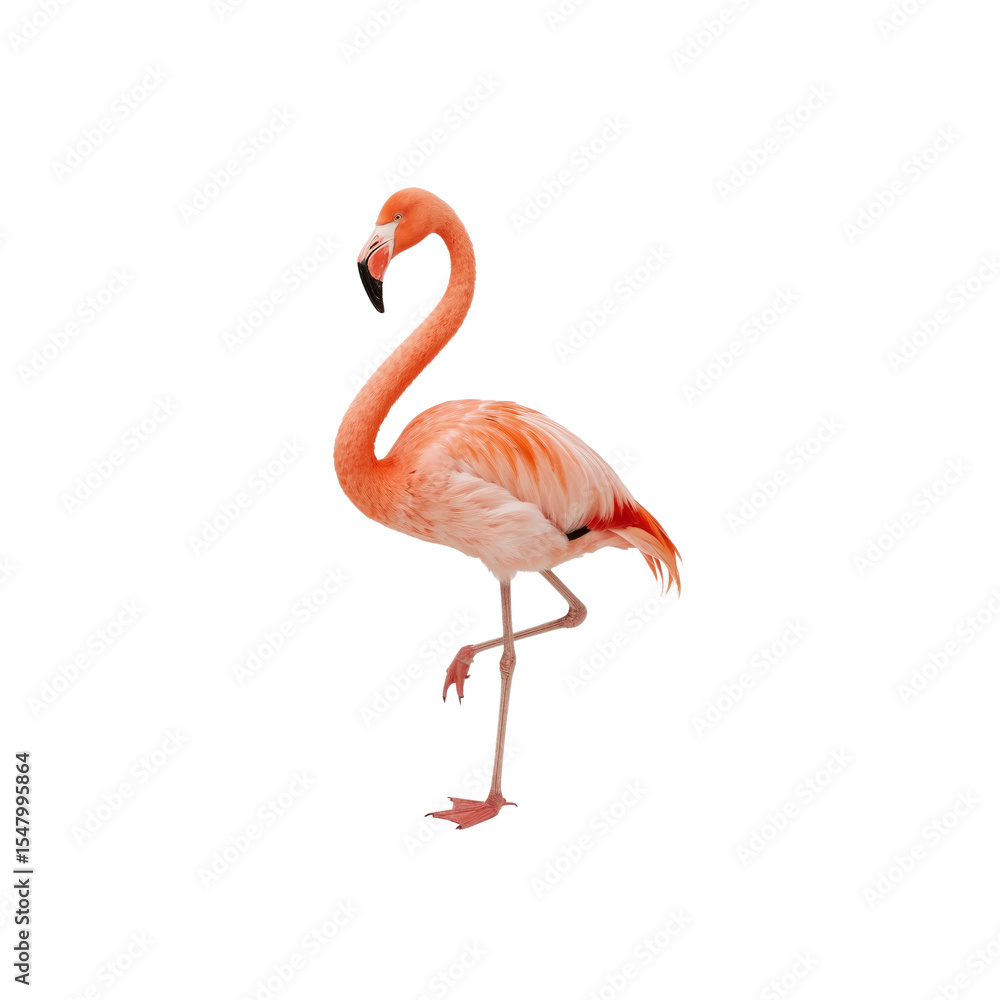 Fototapeta premium Elegant Flamingo Standing on One Leg Against a Transparent Background
