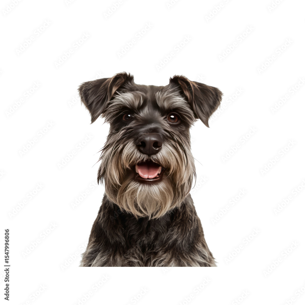 Happy Miniature Schnauzer Dog Portrait Happy Miniature Schnauzer Dog Portrait