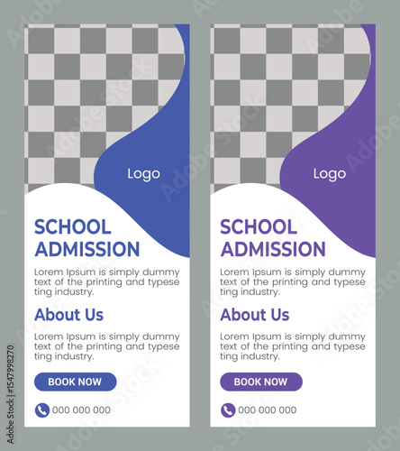  Kids education study standee roll up or pullup banner design template
