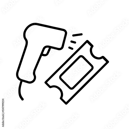 Ticket scanning icon in outline style – representing digital event access