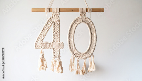 Chiffre 40 en macramé 