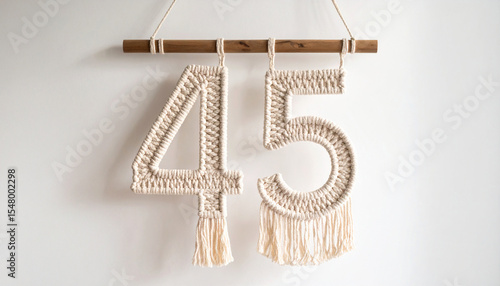 Chiffre 45 en macramé 