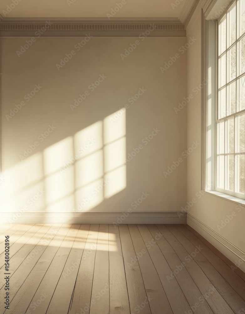 Residential interior design featuring an empty room that benefits from abundant natural sunlight creating a serene and spacious atmosphere perfect for relaxation and creative endeavors Residential interior design featuring an empty room that benefits from abundant natural sunlight creating a serene and spacious atmosphere perfect for relaxation and creative endeavors
