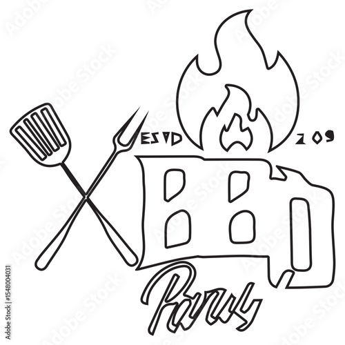 Grill BBQ Vektor Line Icon