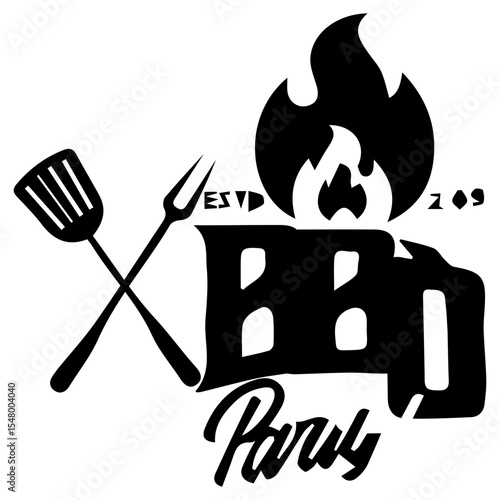 Grill BBQ Vektor Black Icon