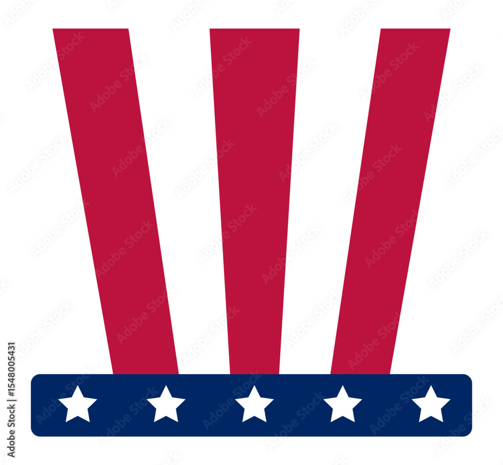Obraz premium Red and blue patriotic hat with white stars and stripes representing United States national colors, celebrating Independence Day and American spirit