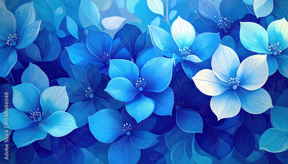 Beautiful blue floral background with spring flowers in various shades Beautiful blue floral background with spring flowers in various shades