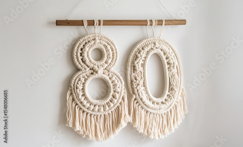 Chiffre 80 en macramé 