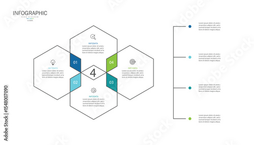 Infographic Venn diagram chart template for business 4 parts, options, presentation with venn diagram elements vector illustration.