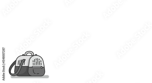 Pet carrier bag in minimalist design on white background, concept of pets in summer  