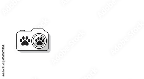 Camera with paw prints symbolizing pets in summer  