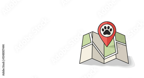 Map with pet location marker for navigating pet-friendly areas  