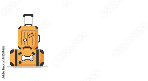 Yellow pet travel luggage stacked with a bone design on top  