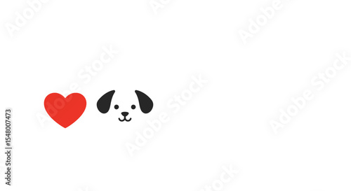 Heart symbol and cute dog illustration representing pets in summer  