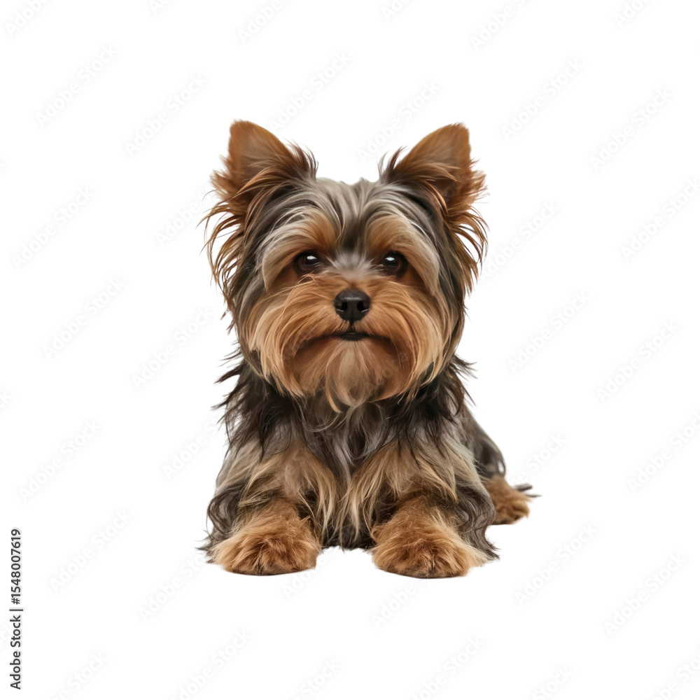Adorable Yorkshire Terrier Puppy Lying Down, Front View Adorable Yorkshire Terrier Puppy Lying Down, Front View
