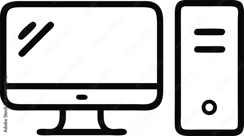 Simple desktop computer icon isolated on white background Simple desktop computer icon isolated on white background