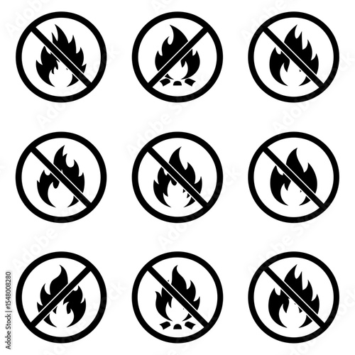 A Visual Depiction of Flame Prohibition Safety Protocols and Precautions Against Hazards in Various Environments Where Flammables Are Present
