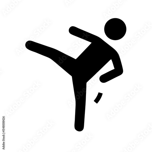 Silhouette Illustration of a Person Kicking. Illustration on a white canvas